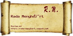 Rada Menyhért névjegykártya